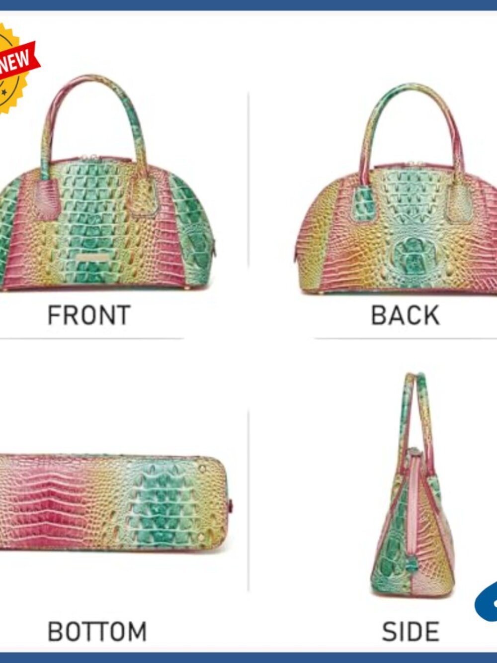Vegan Leather Tote Bag with Top Handle and Crossbody Strap - Picture 4 of 7
